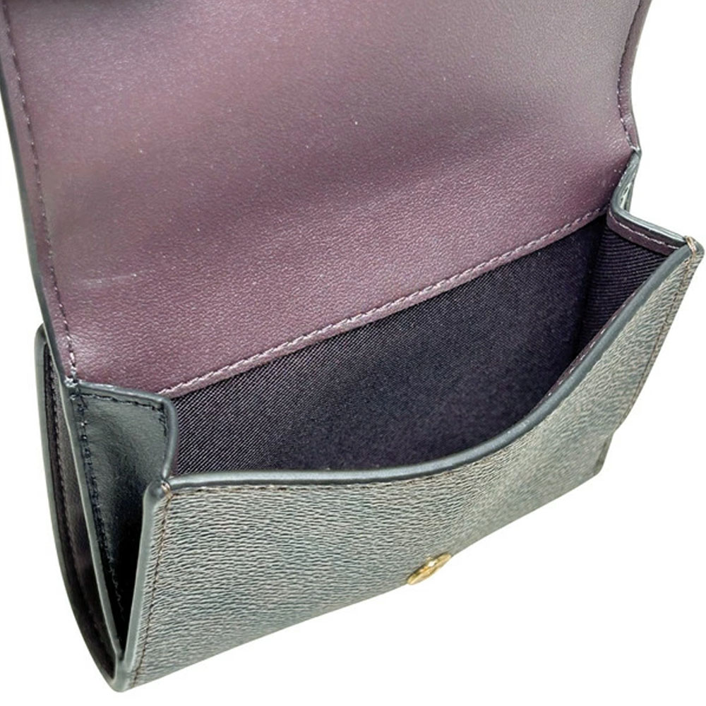 Coach Eliza Small Wallet In Signature Canvas Walnut Black # CW801