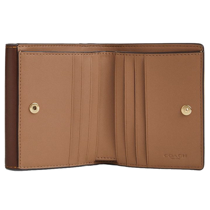 Coach Eliza Small Wallet In Signature Canvas Tan Brown # CW801