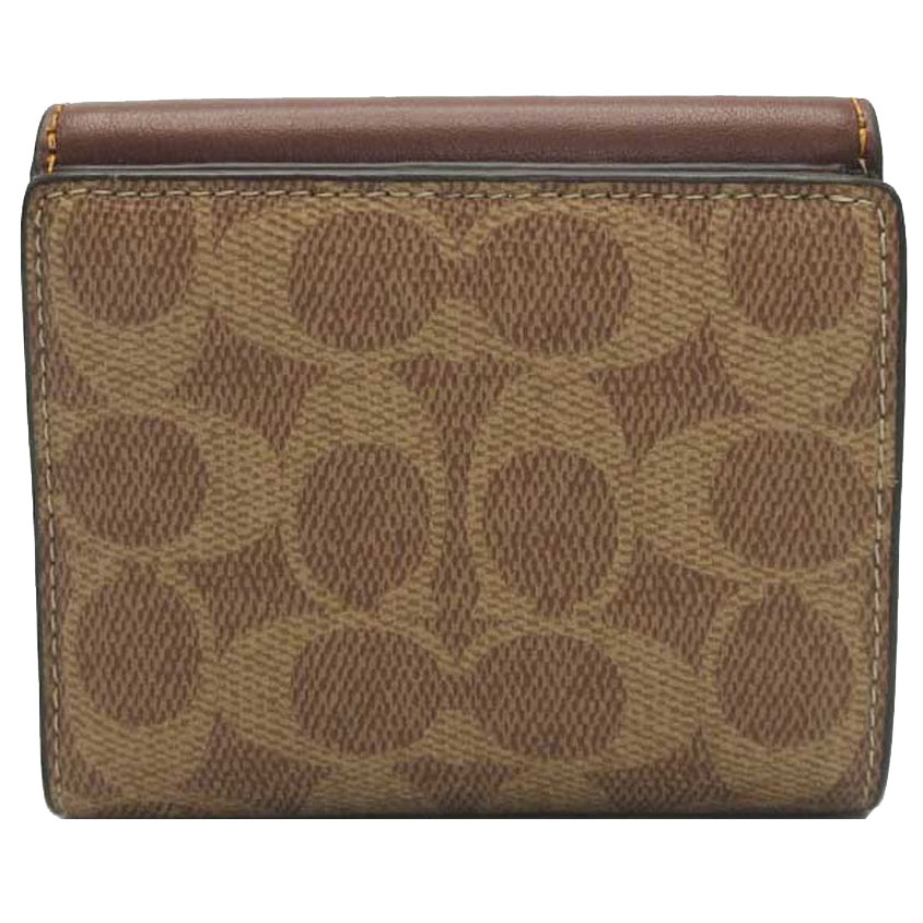Coach Eliza Small Wallet In Signature Canvas Tan Brown # CW801