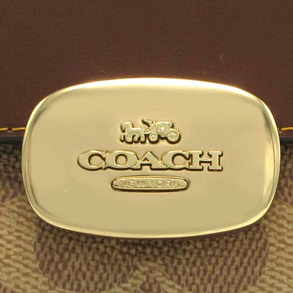 Coach Eliza Small Wallet In Signature Canvas Tan Brown # CW801