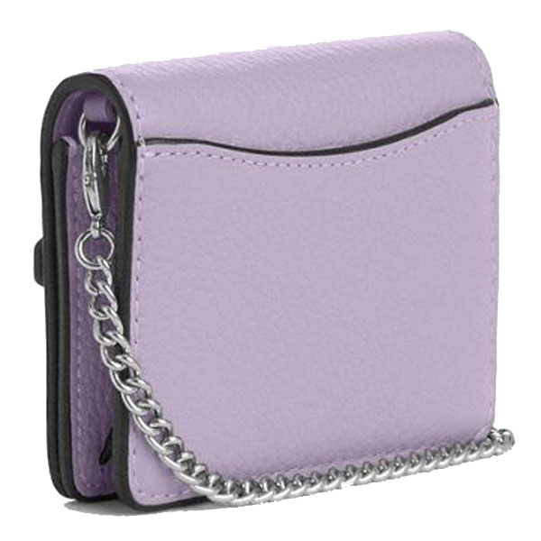 Coach Mini Wallet On A Chain With Floral Applique Silver Lilac # CAL71