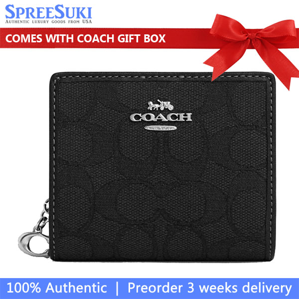 Coach Snap Wallet In Signature Jacquard Black # CU401