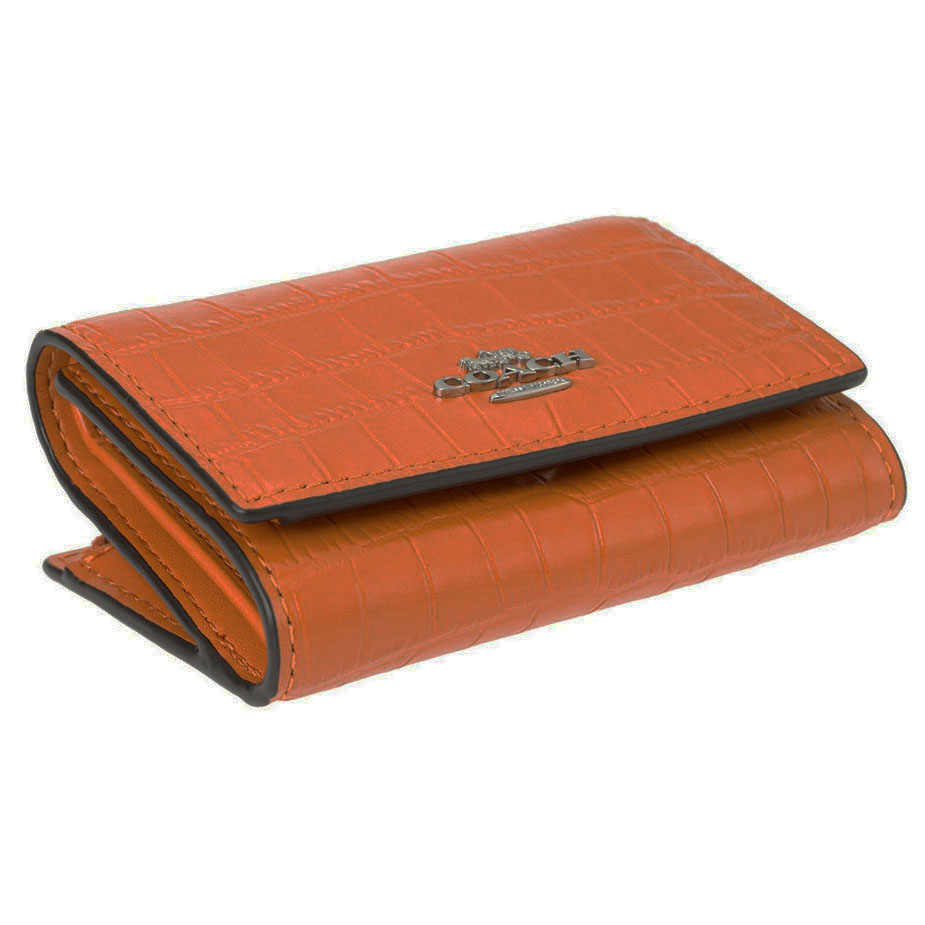 Coach Micro Wallet Silver Washed Orange # CU914