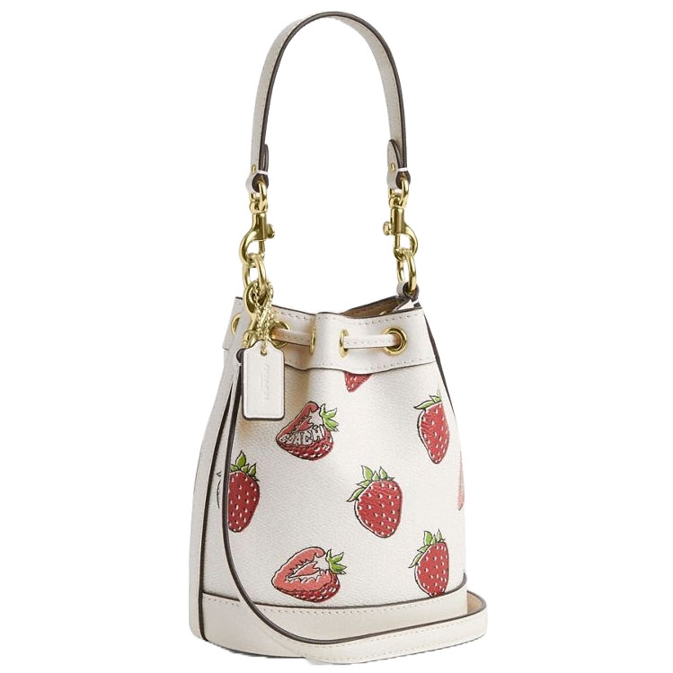 Coach Mini Bucket Bag With Strawberry Print Chalk Multi # CAL11
