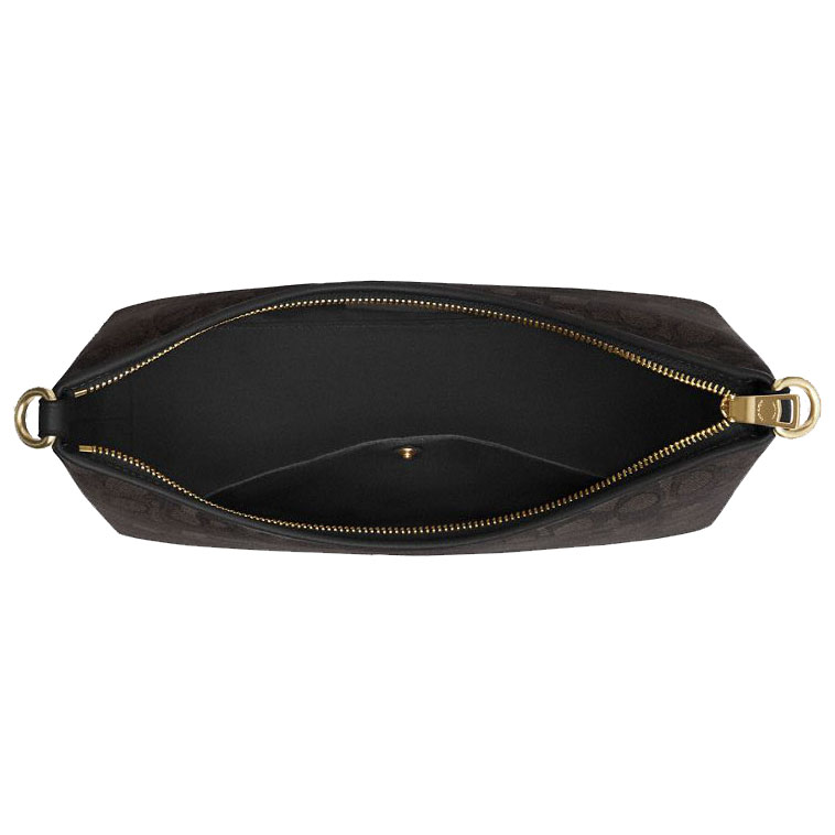 Coach Laurel Shoulder Bag In Signature Canvas Walnut Black # CV975