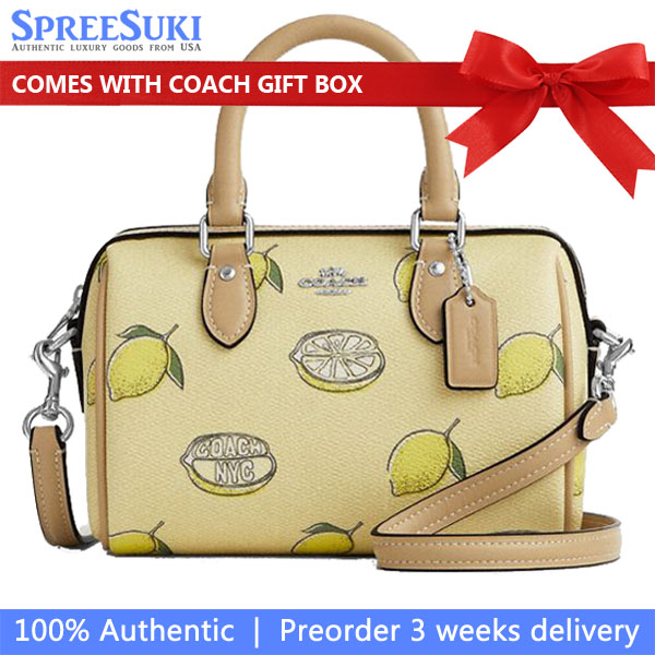 Coach Mini Rowan Crossbody Bag With Lemon Print Garden Glade Multi # CAL19