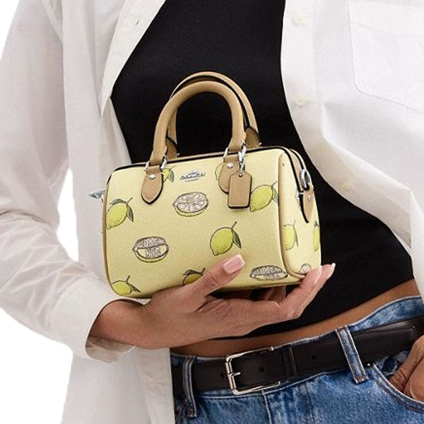 Coach Mini Rowan Crossbody Bag With Lemon Print Garden Glade Multi # CAL19
