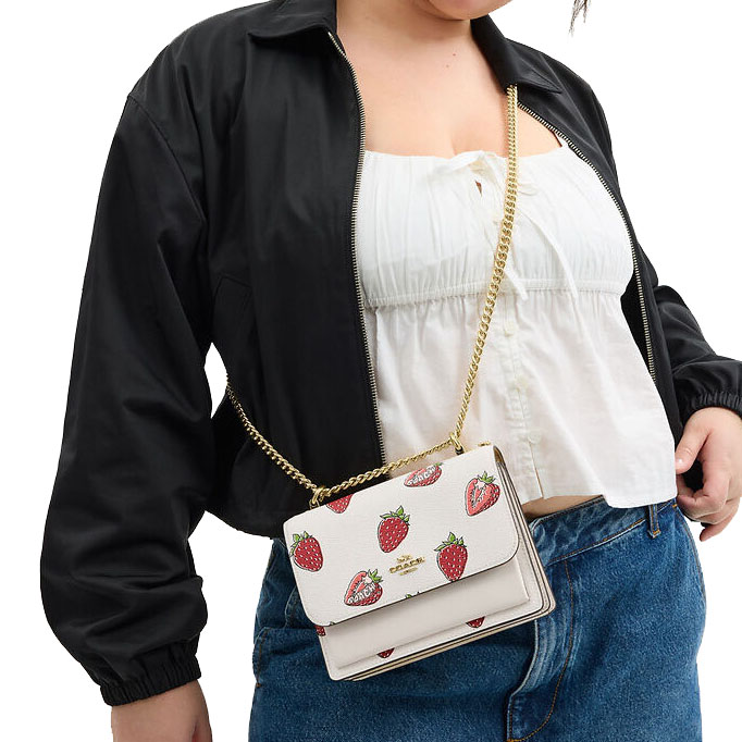 Coach Mini Klare Crossbody Bag With Strawberry Print Chalk Multi # CAP94