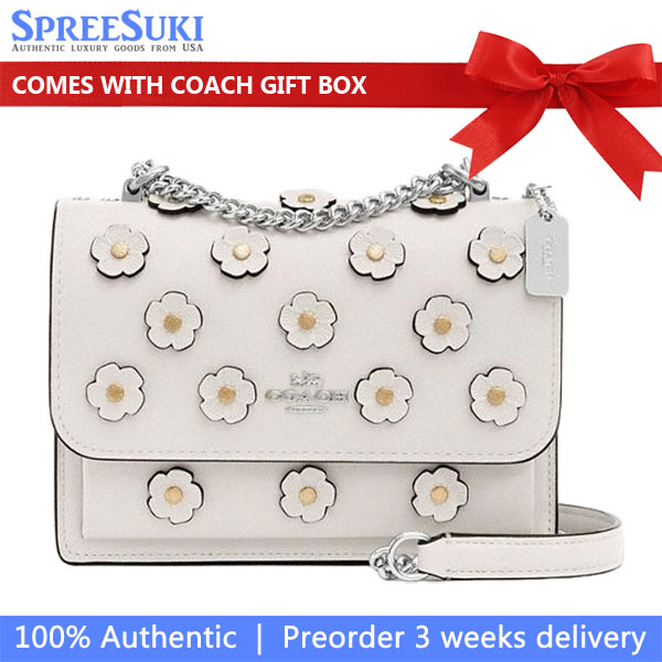 Coach Mini Klare Crossbody Bag With Floral Applique Silver Chalk # CAK00