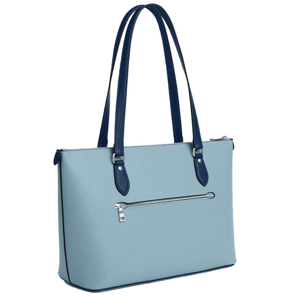 Coach Gallery Tote Bag In Colorblock Silver Light Blue Deep Blue # CAR35