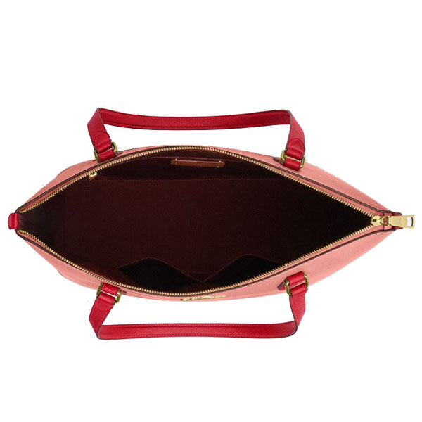 Coach Gallery Tote Bag In Colorblock Burnt Coral Bold Red # CAR35