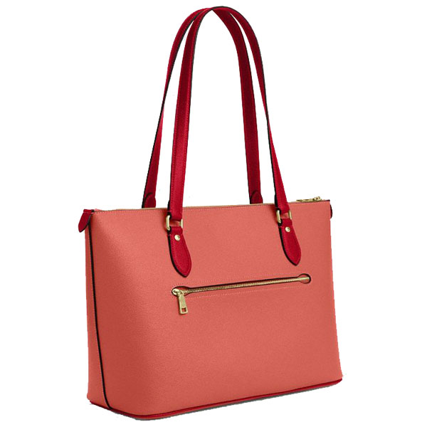 Coach Gallery Tote Bag In Colorblock Burnt Coral Bold Red # CAR35