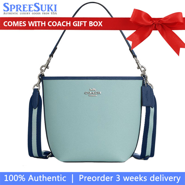 Coach City Bucket Bag In Colorblock Light Blue Deep Blue # CBA54