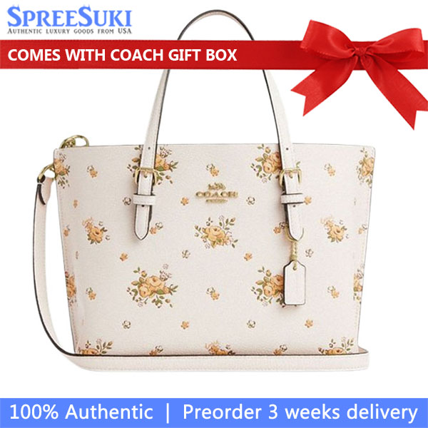 Coach Mollie Tote Bag 25 With Floral Print Chalk Multi # CAL44