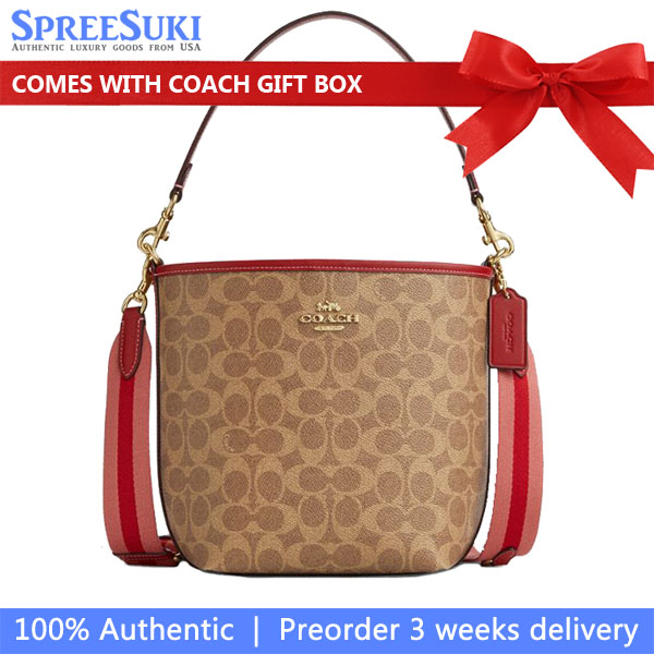 Coach City Bucket Bag In Signature Canvas Tan Multi # CAL85
