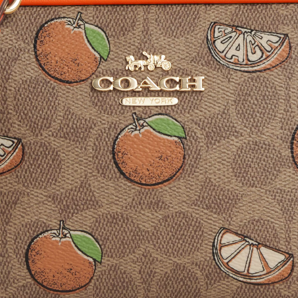 Coach Mini Jamie Camera Bag In Signature Canvas With Orange Print Tan Multi # CBA81