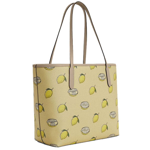 Coach City Tote Bag With Lemon Print Silver Garden Glade Multi # CAL76