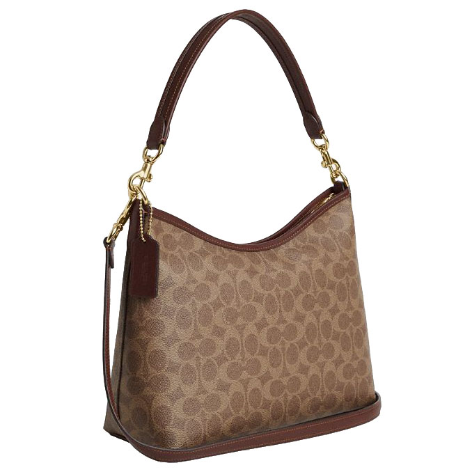 Coach Laurel Shoulder Bag In Signature Canvas Tan Brown # CV975