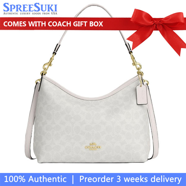 Coach Laurel Shoulder Bag In Signature Canvas White Chalk # CV975