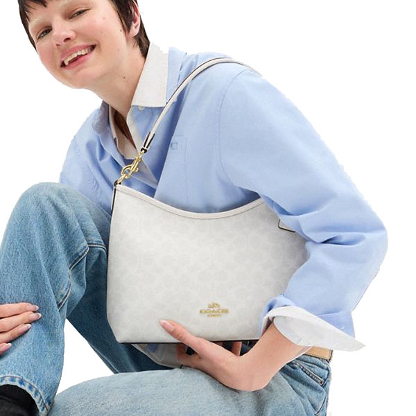 Coach Laurel Shoulder Bag In Signature Canvas White Chalk # CV975