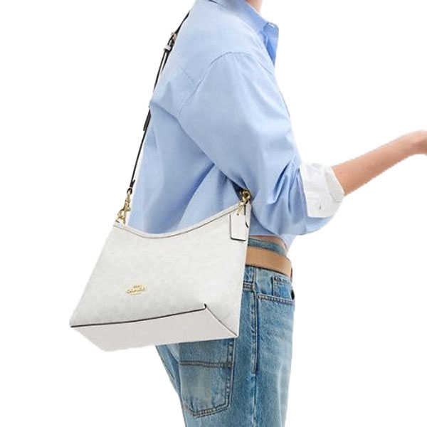Coach Laurel Shoulder Bag In Signature Canvas White Chalk # CV975