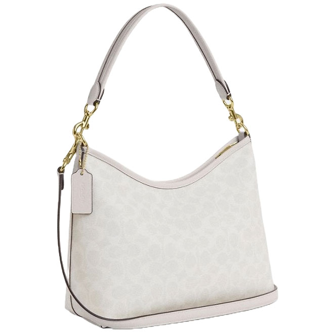 Coach Laurel Shoulder Bag In Signature Canvas White Chalk # CV975