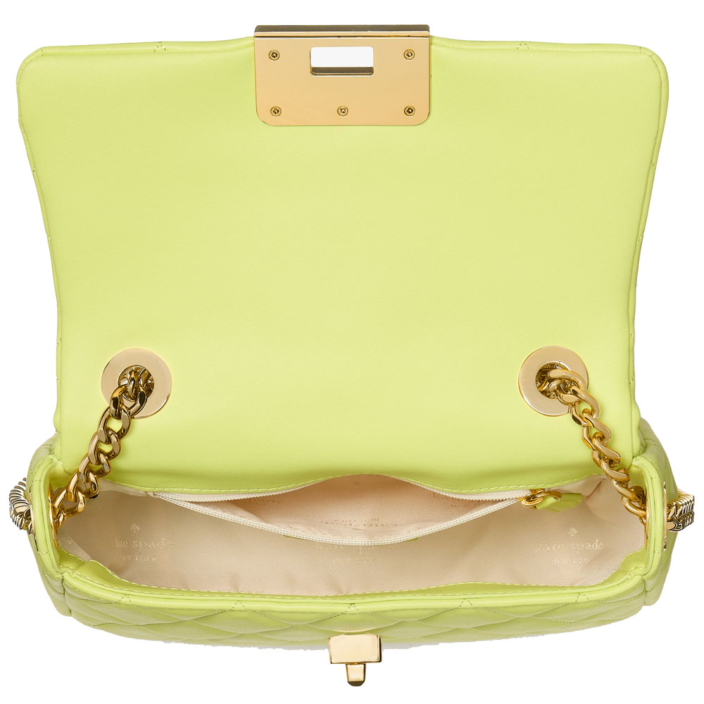 Kate Spade Carey Quilted Small Flap Crossbody Lime Slushy # KJ949