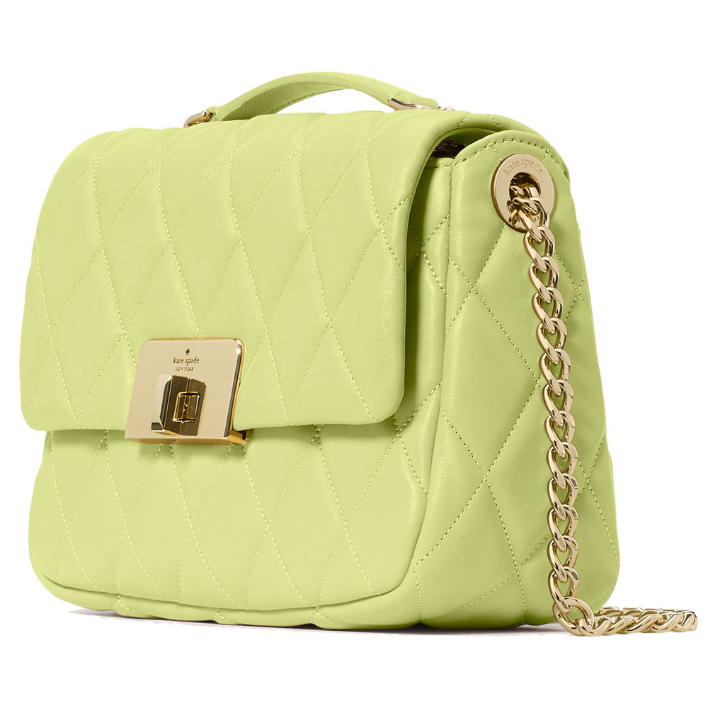 Kate Spade Carey Quilted Small Flap Crossbody Lime Slushy # KJ949