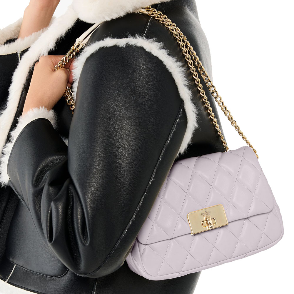 Kate Spade Carey Quilted Small Flap Crossbody Pale Amethyst # KJ949