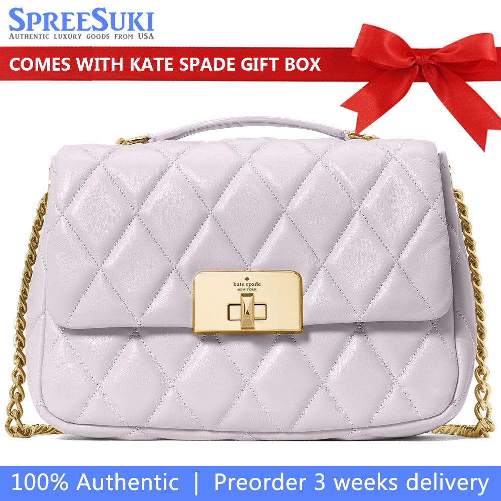 Kate Spade Carey Quilted Small Flap Crossbody Pale Amethyst # KJ949