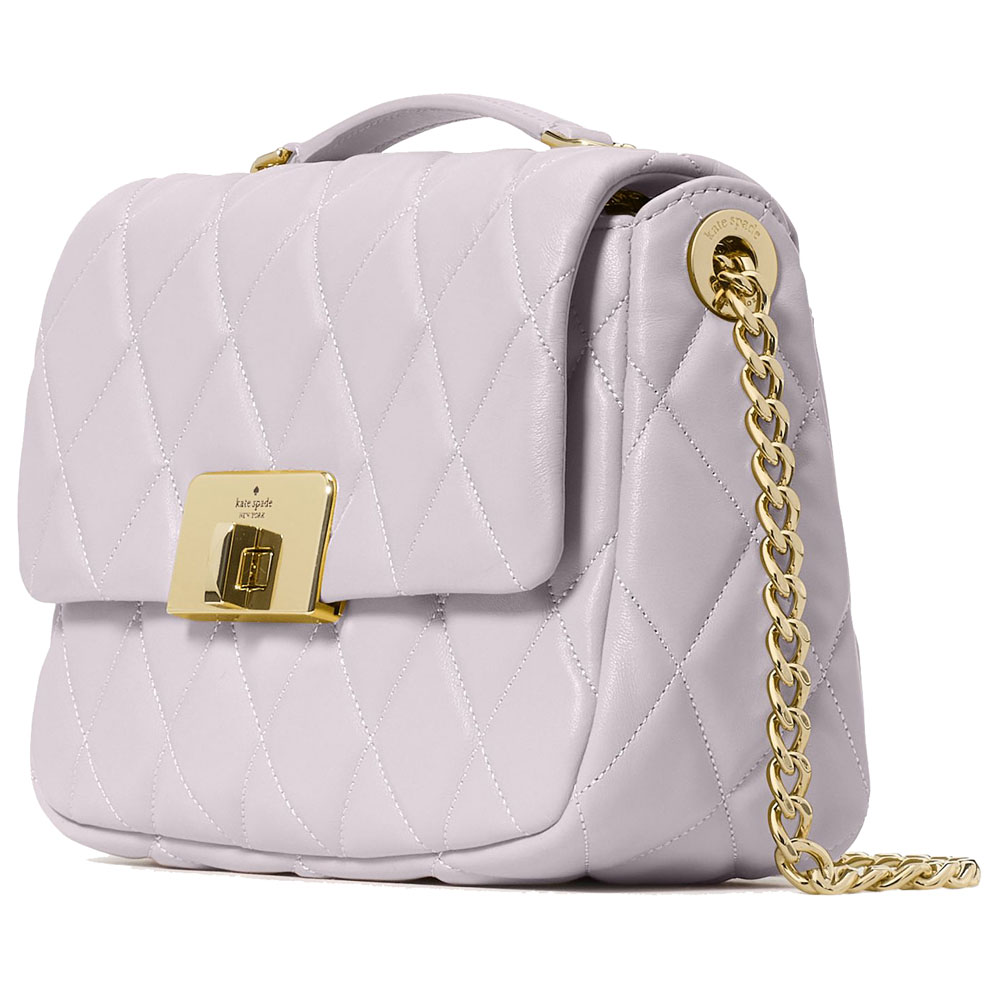 Kate Spade Carey Quilted Small Flap Crossbody Pale Amethyst # KJ949