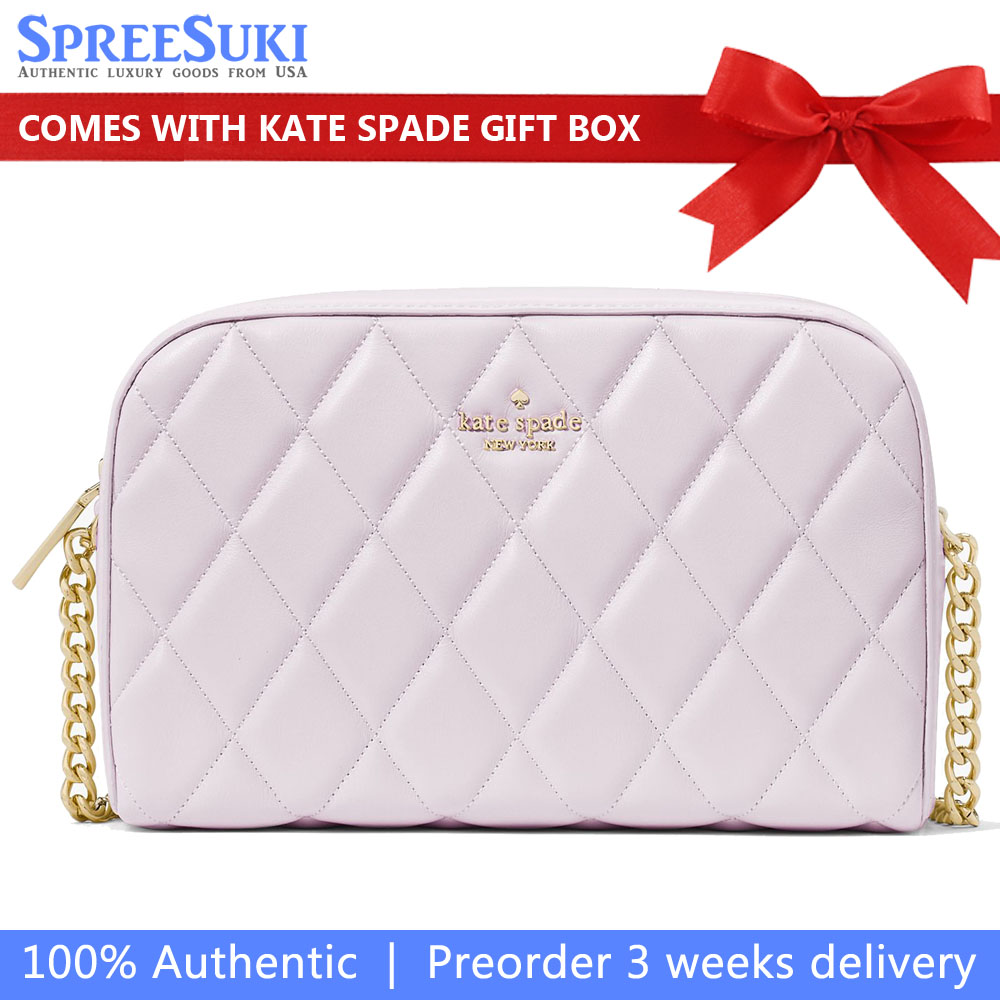 Kate Spade Crossbody Bag Sling Carey Smooth Quilted Mini Camera Bag Pale Amethyst # KG425
