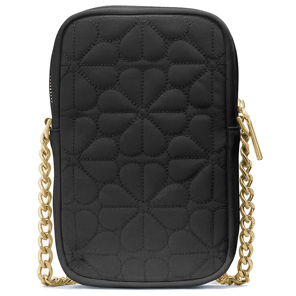 Kate Spade Spade Flower Quilted Fabric Phone Crossbody Black # KK898