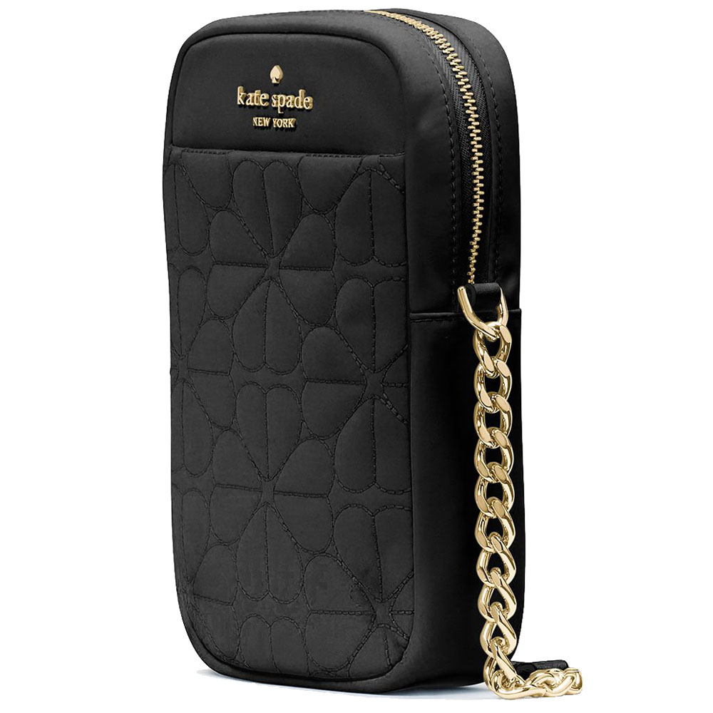 Kate Spade Spade Flower Quilted Fabric Phone Crossbody Black # KK898