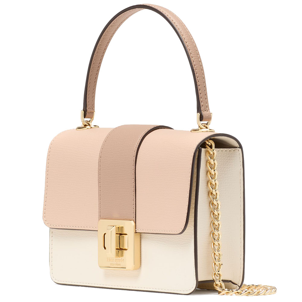 Kate Spade Phoebe Turnlock Mini Flap Crossbody Toasted Hazelnut Multi # KK897