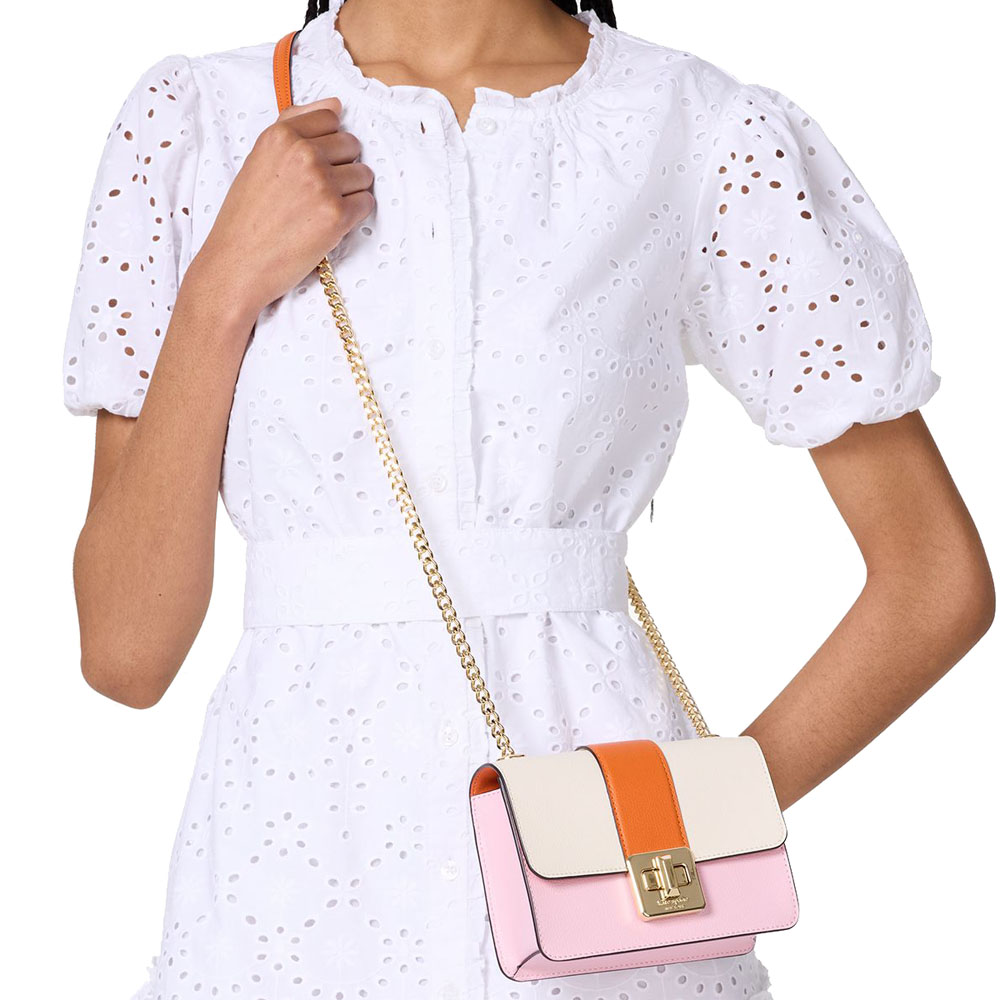 Kate Spade Phoebe Turnlock Mini Flap Crossbody Pink Horizon Multi # KK897