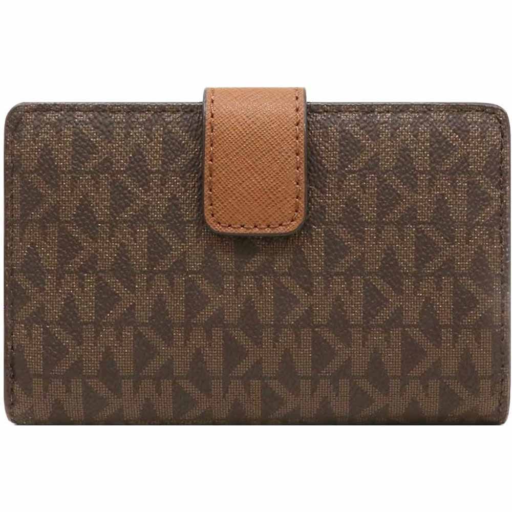 Michael Kors Medium Wallet Jet Set Travel Medium Bifold Zip Coin Wallet Brown # 35F8GTVF2BD3