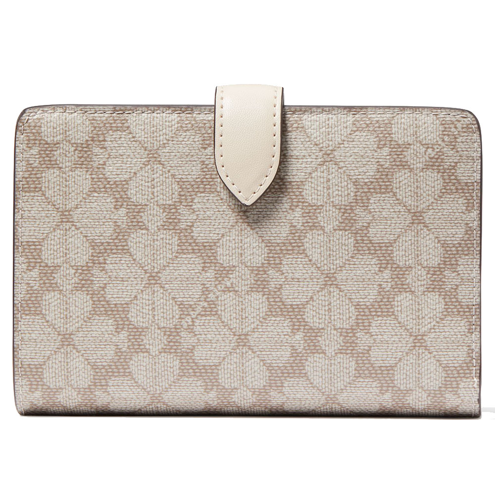Kate Spade Medium Wallet Spade Flower Pvc Medium Compact Bifold Wallet Dark Beige # KG488D3