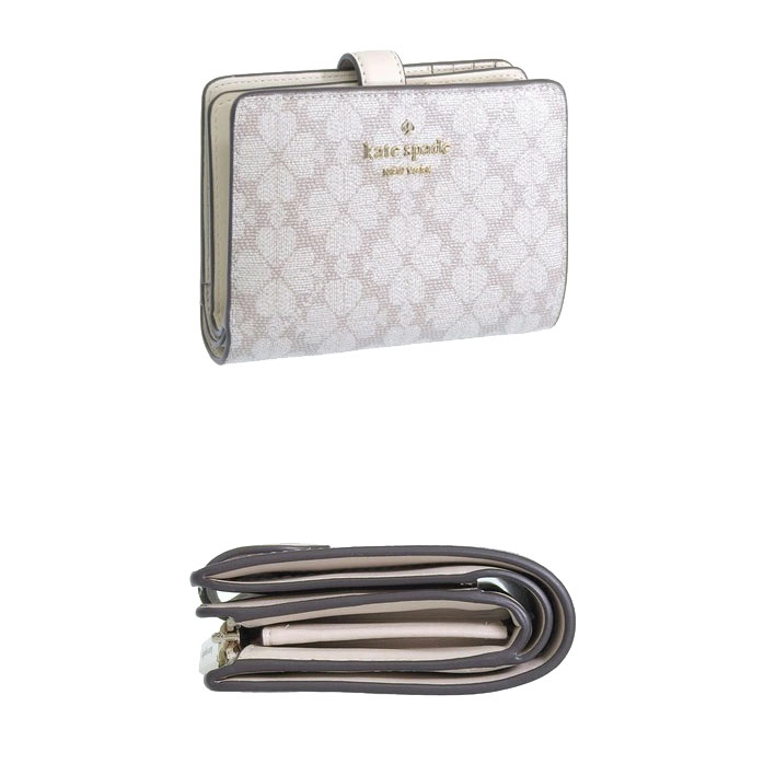 Kate Spade Medium Wallet Spade Flower Pvc Medium Compact Bifold Wallet Dark Beige # KG488D3