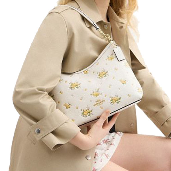 Coach Laurel Shoulder Bag With Floral Print Chalk Multi # CAL43