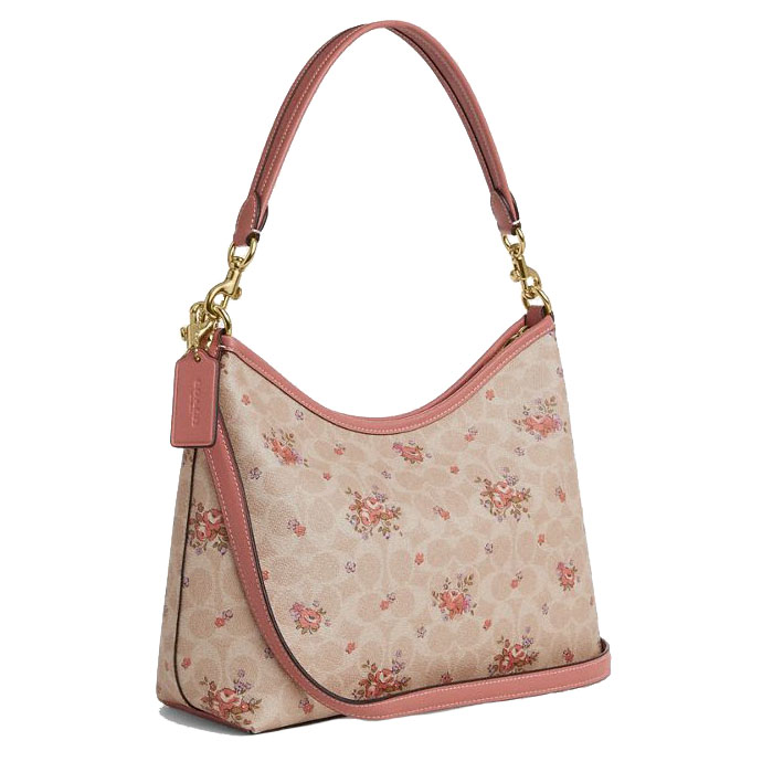 Coach Laurel Shoulder Bag In Signature Canvas With Floral Print Sand Multi # CAL36