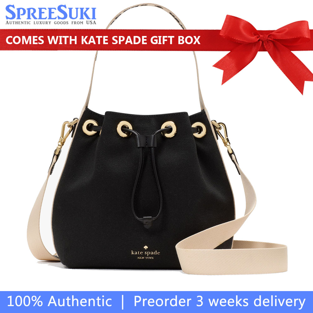 Kate Spade Kip Canvas Bucket Bag Black # KL048