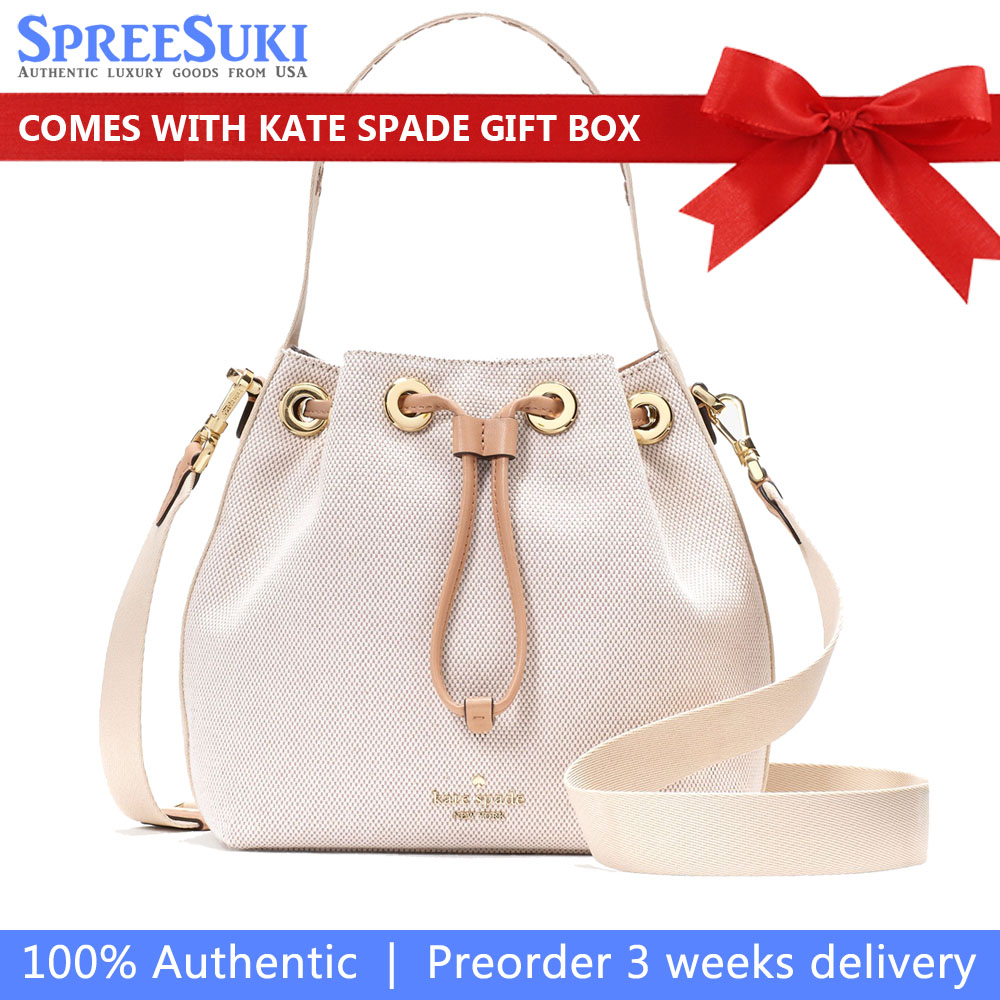 Kate Spade Kip Canvas Bucket Bag Light Fawn Multi # KL048