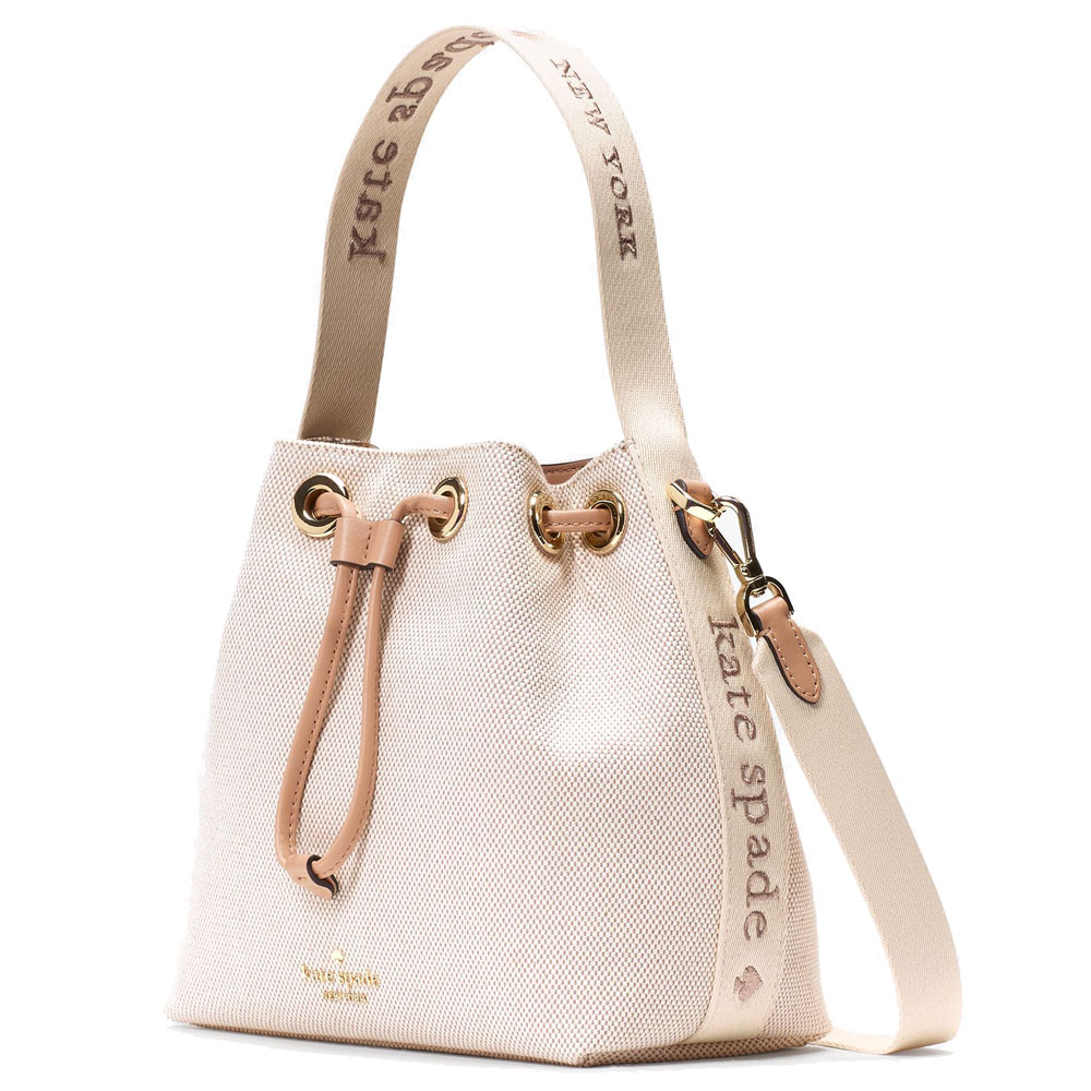 Kate Spade Kip Canvas Bucket Bag Light Fawn Multi # KL048