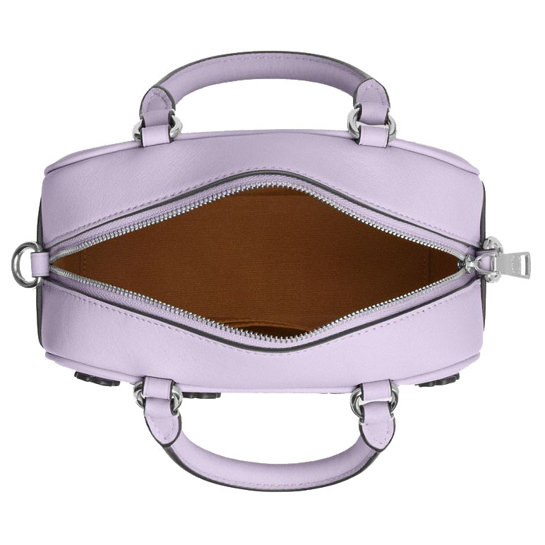Coach Satchel Crossbody Bag With Floral Applique Silver Lilac # CAJ99