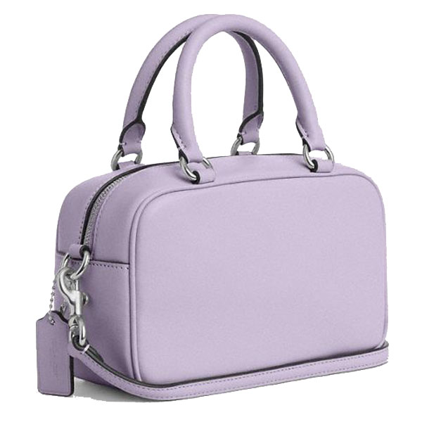 Coach Satchel Crossbody Bag With Floral Applique Silver Lilac # CAJ99