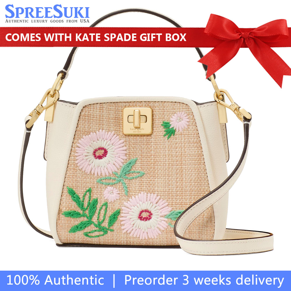 Kate Spade Phoebe Straw Mini Top Handle Crossbody Natural Multi # KL044