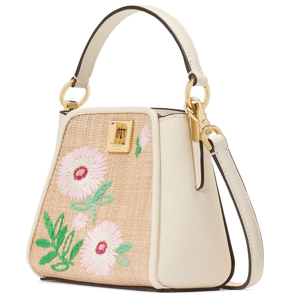 Kate Spade Phoebe Straw Mini Top Handle Crossbody Natural Multi # KL044
