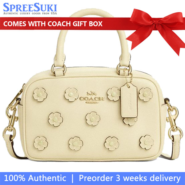 Coach Satchel Crossbody Bag With Floral Applique Moonlight # CAJ99