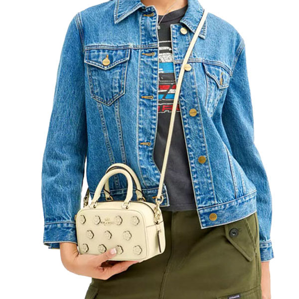 Coach Satchel Crossbody Bag With Floral Applique Moonlight # CAJ99